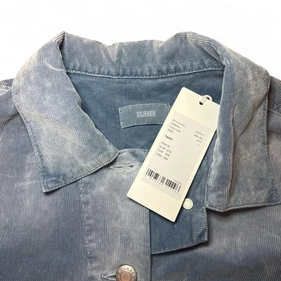 NWT CLOSED TWIST Blue Corduroy Denim Jacket — LARGE - Picture 6 of 7